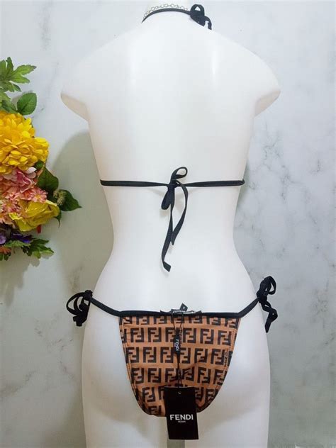 fendi logo triangle string bikini|fendi black lycra.